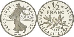 World Coins - Coin, France, Semeuse, 1/2 Franc, 1999, Proof, , Nickel, KM:931.2