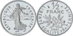 World Coins - France, Semeuse, 1/2 Franc, 2001, Paris, Série BE, , Nickel, KM:931.1
