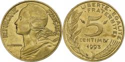 World Coins - France, 5 Centimes, Marianne, 1993, Pessac, Aluminum-Bronze,