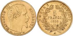 World Coins - France, Napoleon III, 5 Francs, 1854, Paris, Reeded edge, Gold,