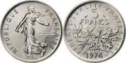 World Coins - France, 5 Francs, Semeuse, 1974, MDP, série FDC, Copper-Nickel Plated Nickel