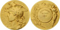 World Coins - France, Medal, Patria, Ville de Santenay, 1913, Gilt Bronze, Mattei,