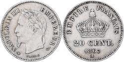 World Coins - France, Napoleon III, 20 Centimes, 1867, Paris, Silver, , Gadoury:309