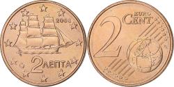 World Coins - Greece, 2 Euro Cent, 2008, Athens, Copper Plated Steel,