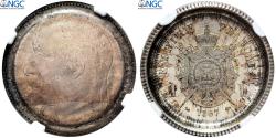 World Coins - France, Napoleon III, 1 Franc, 1867, Bordeaux, REVERSE DIE CAP, NGC,