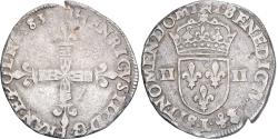 World Coins - France, Henri III, 1/4 Ecu, 1583, Bayonne, Silver,