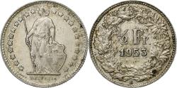 World Coins - Switzerland, 1/2 Franc, 1953, Bern, Silver, , KM:23