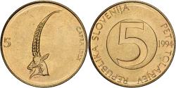 World Coins - Slovenia, 5 Tolarjev, 1994, Nickel-brass, , KM:6