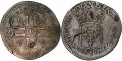 World Coins - France, Louis XIV, 15 Deniers, Lyon, countermarked lis, Billon,