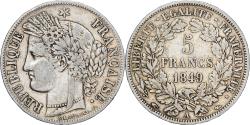 World Coins - France, 5 Francs, Cérès, 1849, Paris, main-chien, Silver,