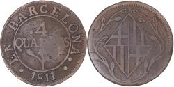 World Coins - Coin, Spain, BARCELONA, Joseph (Jose) Napolean, 4 Quartos, 1811, Barcelona