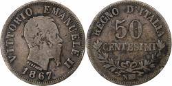 World Coins - Coin, Italy, Vittorio Emanuele II, 50 Centesimi, 1867, Naples,