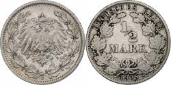 World Coins - Germany, Empire., 1/2 Mark, 1905, Hambourg, Silver, , KM:17