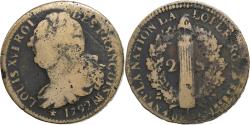 World Coins - France, Louis XVI, 2 sols François, 1792 / AN 4, Marseille, Copper,