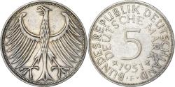 World Coins - Federal Republic of Germany, 5 Mark, 1951, Stuttgart, Silver,