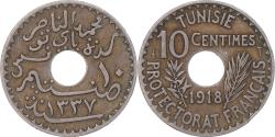 World Coins - Coin, Tunisia, Muhammad al-Nasir Bey, 10 Centimes, 1918, Paris,