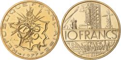 World Coins - France, 10 Francs, Mathieu, 1977, Paris, Tranche A, Nickel-brass,
