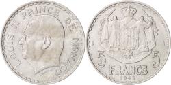 World Coins - Coin, Monaco, Louis II, 5 Francs, 1945, , Aluminum, KM:122, Gadoury:135