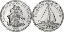 World Coins - Bahamas, 25 Cents, 1976, Franklin Mint, Proof, Nickel, , KM:63.1