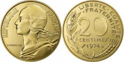 World Coins - France, 20 Centimes, Marianne, 1974, Monnaie de Paris, série FDC