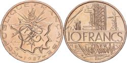 World Coins - France, 10 Francs, Mathieu, 1987, Paris, Tranche B, Nickel-brass,