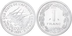 World Coins - Central African States, 1 Franc, 1974, MDP, Pattern, Aluminum, , KM:E2