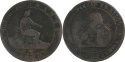 World Coins - Spain, Provisional Government, 10 Centimos, 1870, Madrid, Copper,