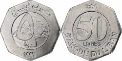 World Coins - Lebanon, 50 Livres, 1996, Royal Canadian Mint, Stainless Steel, , KM:37