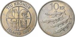 World Coins - Iceland, 10 Kronur, 1987, Copper-nickel, , KM:29.1