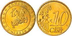 World Coins - Monaco, 10 Euro Cent, 2001, Paris, , Brass, KM:170