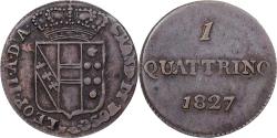 World Coins - Italian States, TUSCANY, Leopold II, Quattrino, 1827, Florence, Copper