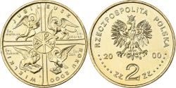 World Coins - Poland, 2 Zlote, 2000, Warsaw, Brass, , KM:376