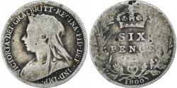 World Coins - Great Britain, Victoria, 6 Pence, 1900, London, Silver,