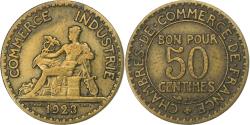 World Coins - France, 50 Centimes, Chambre de commerce, 1923, Aluminum-Bronze,