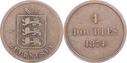World Coins - Coin, Guernsey, 4 Doubles, 1874, Heaton, Birmingham, , Bronze, KM:5