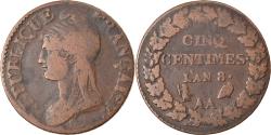 World Coins - Coin, France, Dupré, 5 Centimes, AN 8, Metz, , Bronze, KM:640.2