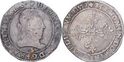 World Coins - France, Henri III, Franc au Col Plat, 1579, Troyes, Silver,