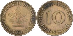 World Coins - Federal Republic of Germany, 10 Pfennig, 1970, Stuttgart, Brass Clad Steel