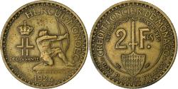 World Coins - Monaco, Louis II, 2 Francs, 1924, Poissy, Aluminum-Bronze,