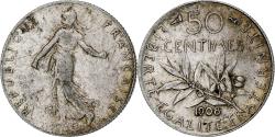World Coins - Coin, France, Semeuse, 50 Centimes, 1908, Paris, , Silver, KM:854