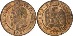 World Coins - France, Napoleon III, 1 Centime, 1861, Paris, Bronze,