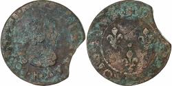 World Coins - France, Louis XIII, Double Tournois, 1638, Bordeaux, Copper,