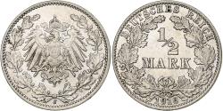 World Coins - GERMANY - EMPIRE, 1/2 Mark, 1916, Hambourg, Silver, , KM:17