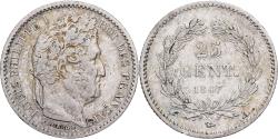 World Coins - France, Louis Philippe I, 25 Centimes, 1847, Paris, Silver,
