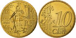 World Coins - France, 10 Euro Cent, BU, 2001, MDP, Nordic gold, , KM:1285