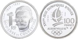 World Coins - France, 100 Francs, Albertville - Coubertin, 1991, Monnaie de Paris, ESSAI