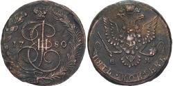World Coins - Russia, Catherine II, 5 Kopeks, 1780, Ekaterinbourg, Copper, , KM:59.3