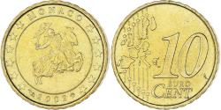 World Coins - Monaco, Rainier III, 10 Euro Cent, 2002, Paris, , Brass, Gadoury:MC175