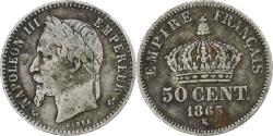 World Coins - France, Napoleon III, 50 Centimes, Napoléon III, 1865, Bordeaux, Silver