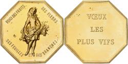 World Coins - France, Token, Amour et Mariage, Voeux, Gilt Bronze, Fruits et Fleurs,